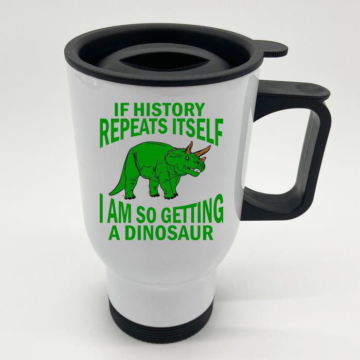 History Repeating Dinosaur Front & Back Stainless Steel Travel Mug