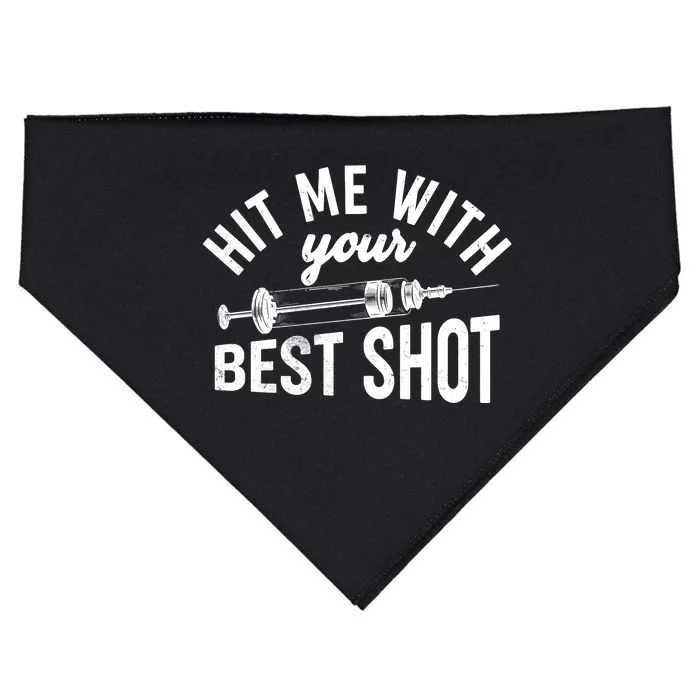 Hit Me With Your Best Shot Funny Vaccinated USA-Made Doggie Bandana