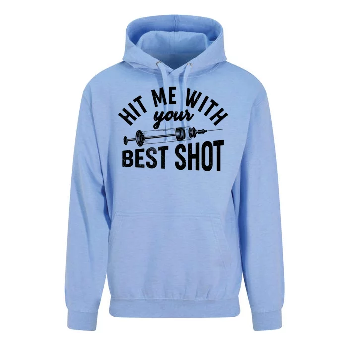 Hit Me With Your Best Shot Funny Vaccinated Unisex Surf Hoodie