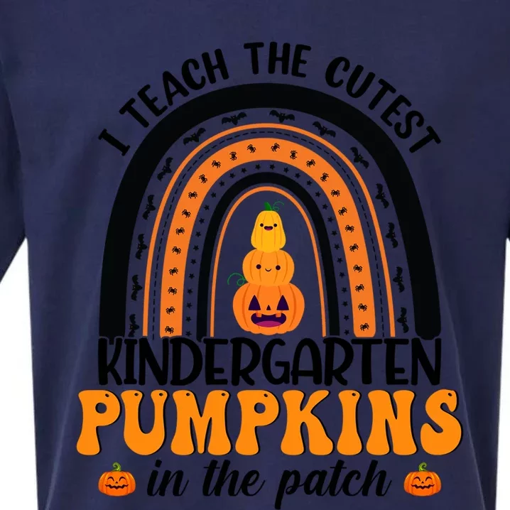 Halloween I Teach The Cutest Pumpkins Rainbow Kindergarten Gift Sueded Cloud Jersey T-Shirt