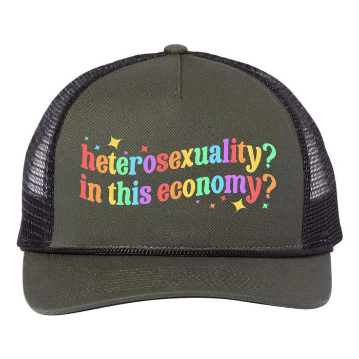 Heterosexuality In This Economy Sarcastic Heterosexual Lgbtq Retro Rope Trucker Hat Cap