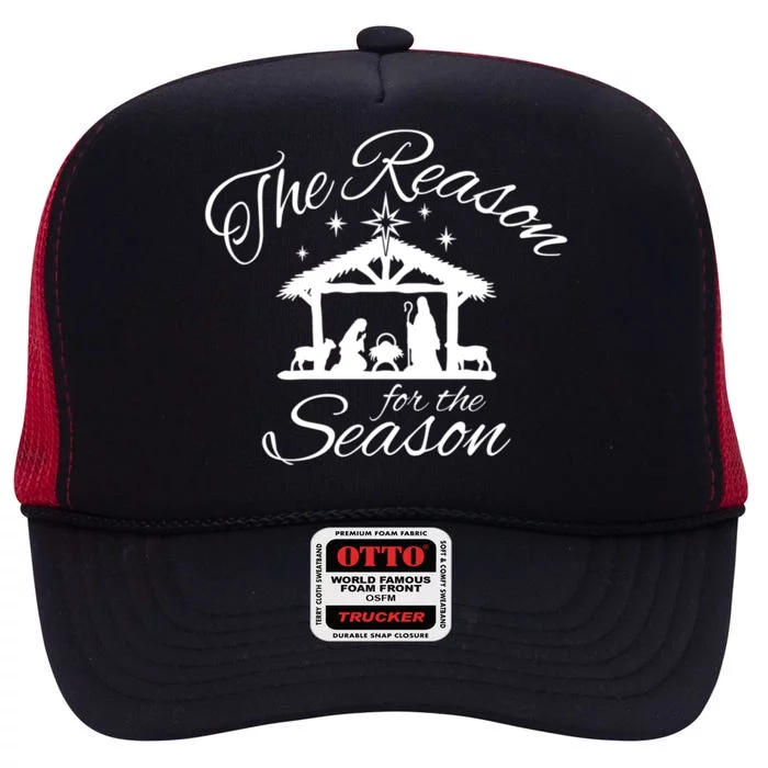 He Is The Reason For The Season Jesus Ger Christmas Cute Gift High Crown Mesh Trucker Hat