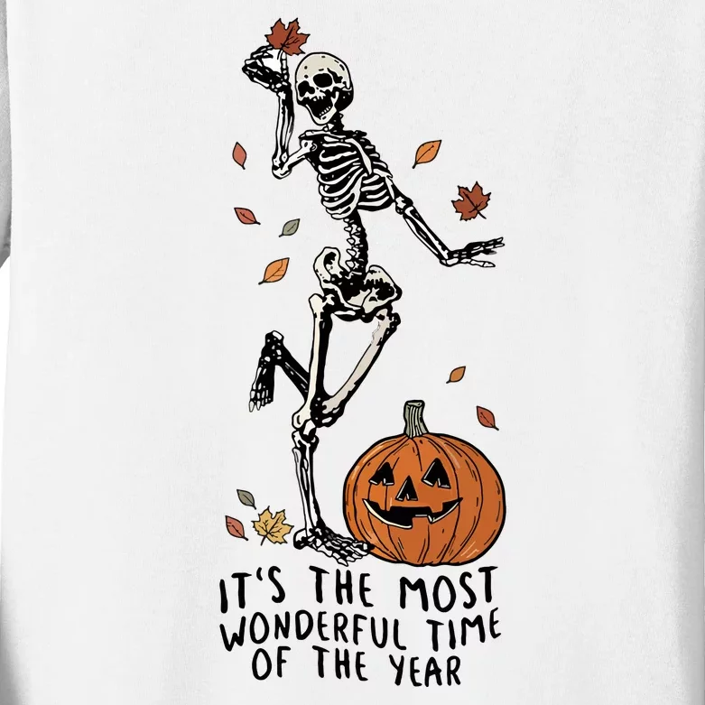 Halloween Its The Most Wonderful Time Of The Year Funny Skeleton Gift Kids Long Sleeve Shirt