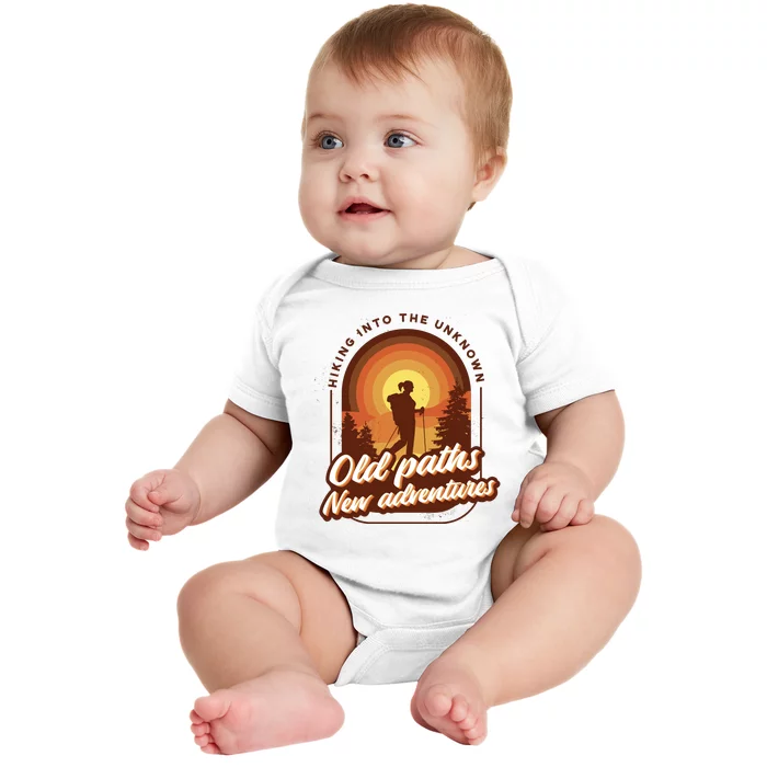 Hiking Into The Unknown Old Paths New Adventures Baby Bodysuit