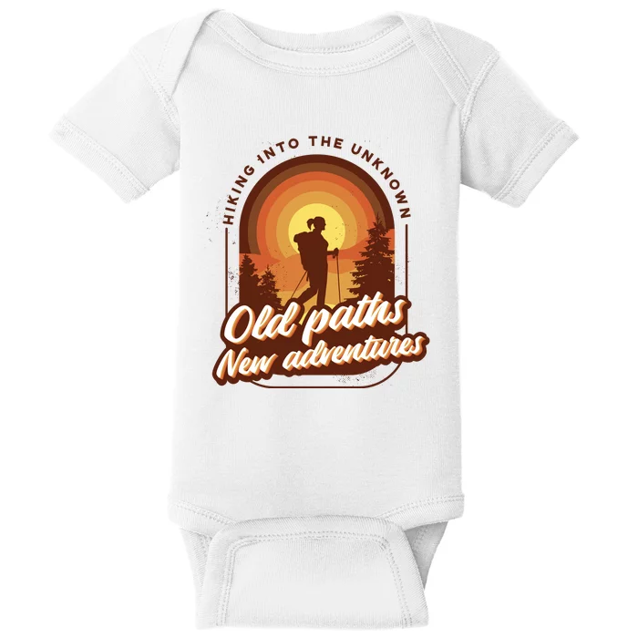 Hiking Into The Unknown Old Paths New Adventures Baby Bodysuit