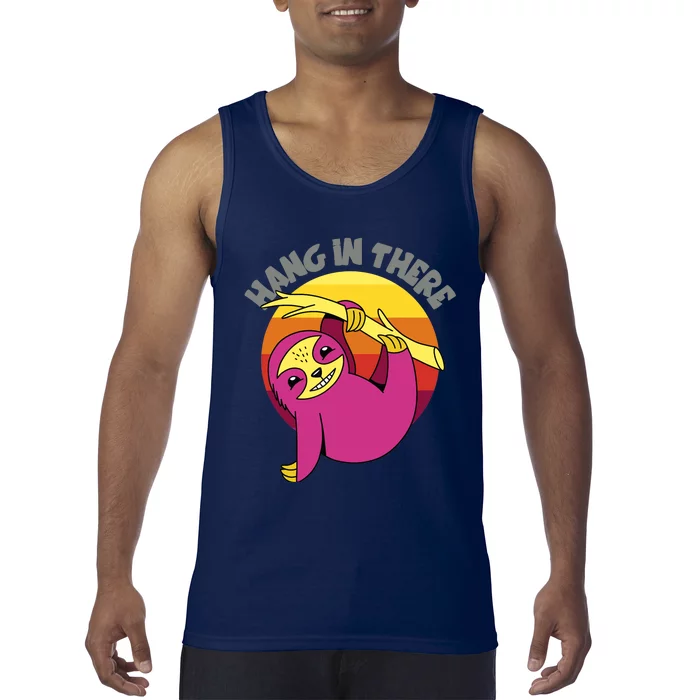 Hang In There Funny Sloth Hanging From Tree Tank Top