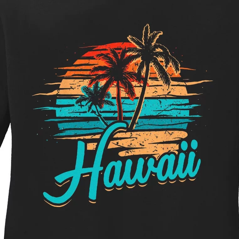 Hawaiian Island Tropical Hawaii Design Vacation Souvenir Ladies Long Sleeve Shirt