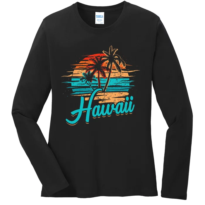 Hawaiian Island Tropical Hawaii Design Vacation Souvenir Ladies Long Sleeve Shirt