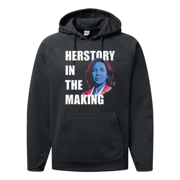 Herstory In The Making President American Flag Kamala Harris Performance Fleece Hoodie