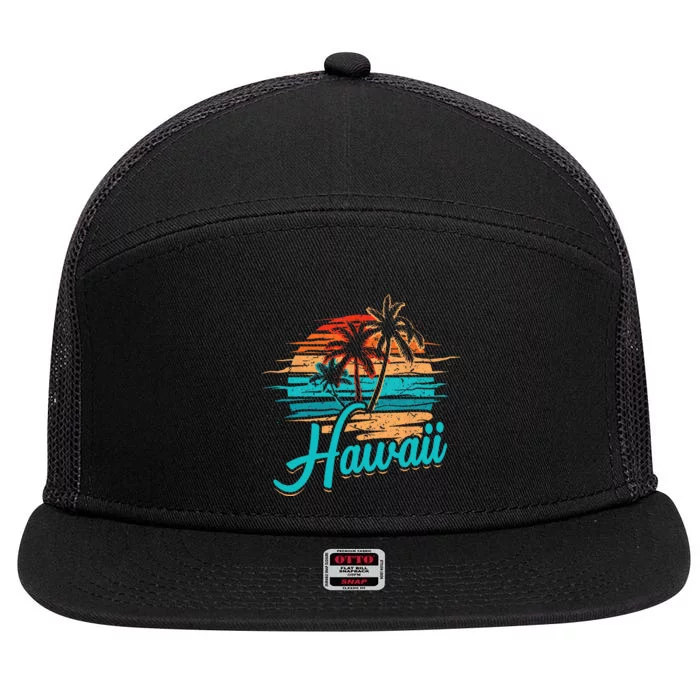 Hawaiian Island Tropical Hawaii Design Vacation Souvenir 7 Panel Mesh Trucker Snapback Hat