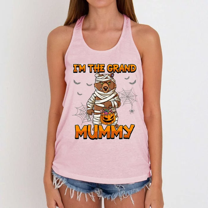 Halloween IM The Grand Mummy Grandma Halloween Great Gift Women's Knotted Racerback Tank