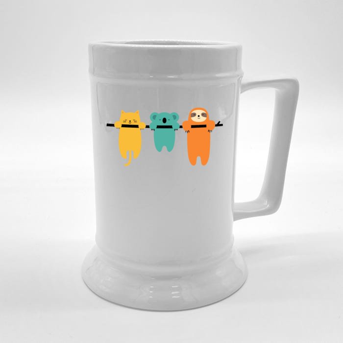 Hang In There Cat Sloth And Koala Cute Front & Back Beer Stein