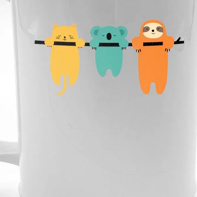 Hang In There Cat Sloth And Koala Cute Front & Back Beer Stein