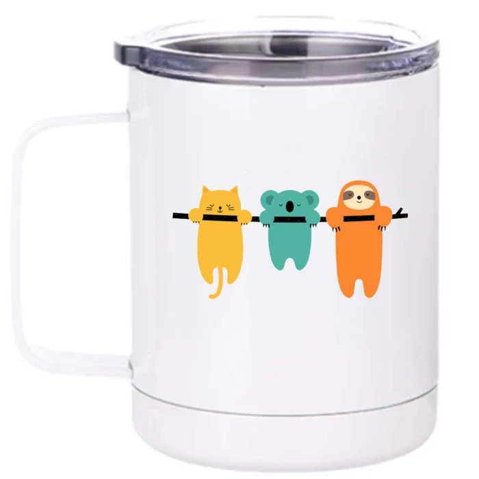 Hang In There Cat Sloth And Koala Cute Front & Back 12oz Stainless Steel Tumbler Cup