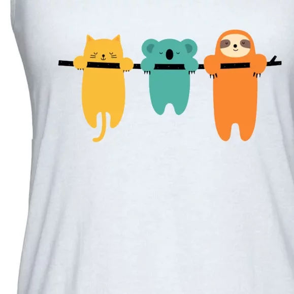 Hang In There Cat Sloth And Koala Cute Ladies Essential Flowy Tank