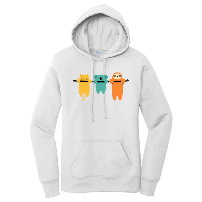 Hang In There Cat Sloth And Koala Cute Women's Pullover Hoodie