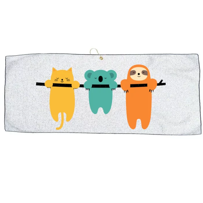 Hang In There Cat Sloth And Koala Cute Large Microfiber Waffle Golf Towel