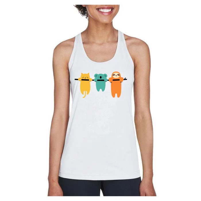 Hang In There Cat Sloth And Koala Cute Women's Racerback Tank