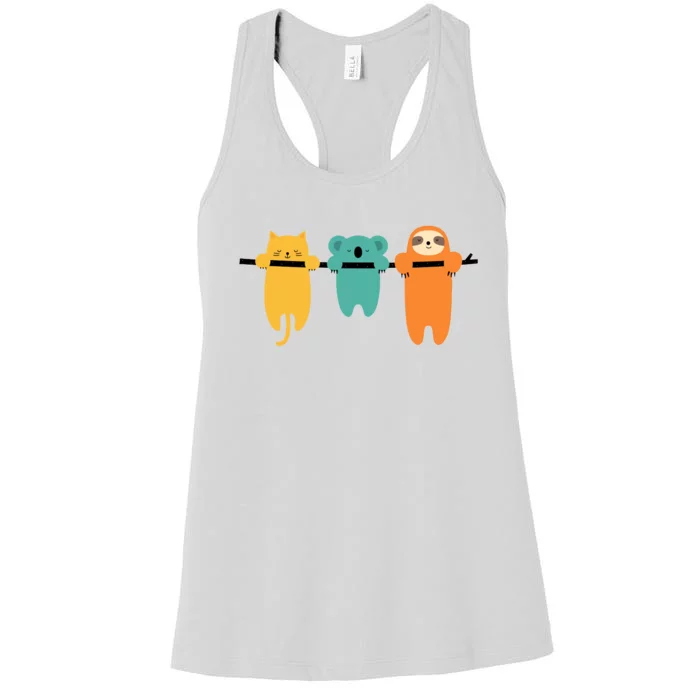 Hang In There Cat Sloth And Koala Cute Women's Racerback Tank