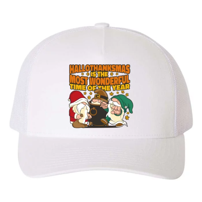 Hallothanksmas Is The Most Wonderful Time Of The Year Holiday Gnomes Yupoong Adult 5-Panel Trucker Hat