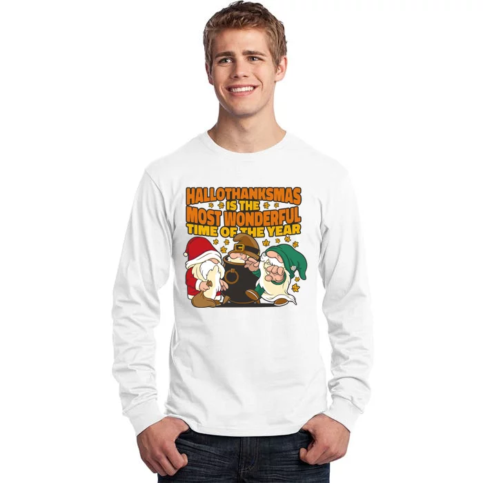 Hallothanksmas Is The Most Wonderful Time Of The Year Holiday Gnomes Tall Long Sleeve T-Shirt