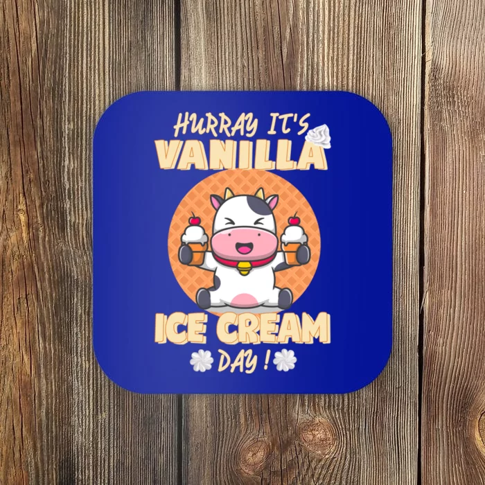 Hurray ItS Vanilla Ice Cream Day Funny Cow With Soft Ice Gift Coaster