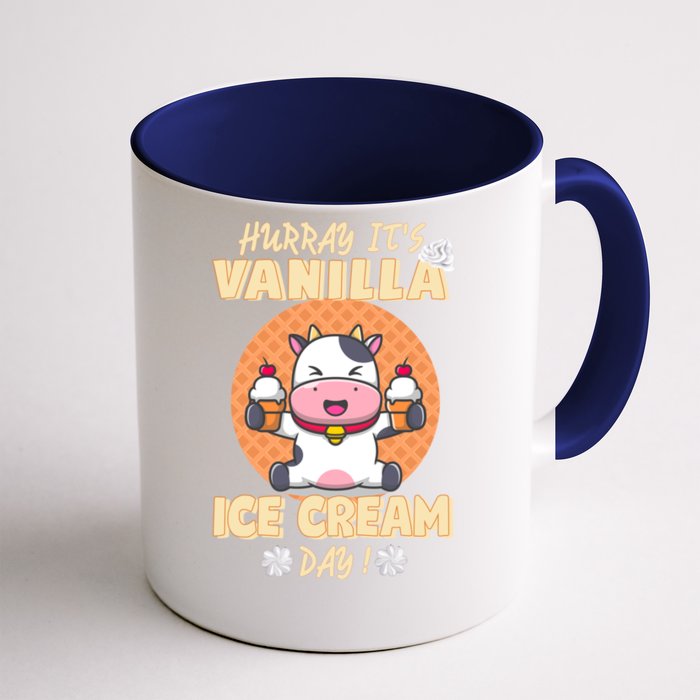 Hurray ItS Vanilla Ice Cream Day Funny Cow With Soft Ice Gift Front & Back Coffee Mug