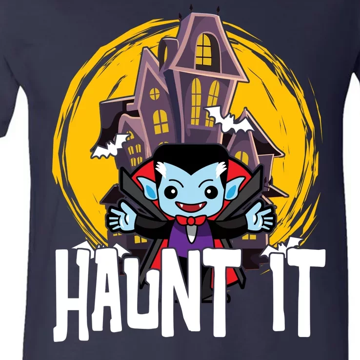 Haunt It Vampire Spooky Halloween V-Neck T-Shirt