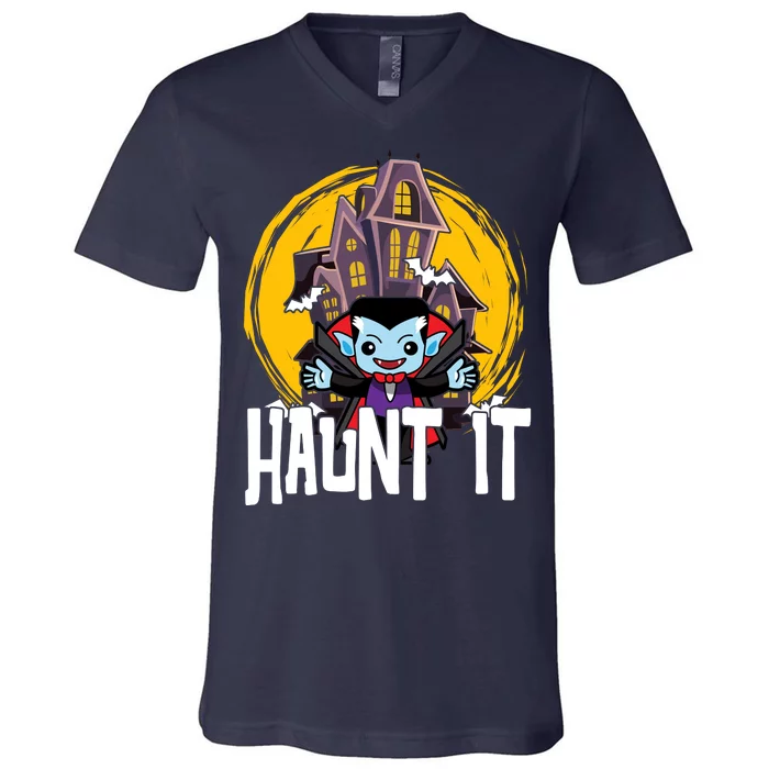 Haunt It Vampire Spooky Halloween V-Neck T-Shirt