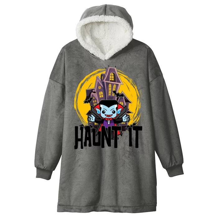 Haunt It Vampire Spooky Halloween Hooded Wearable Blanket