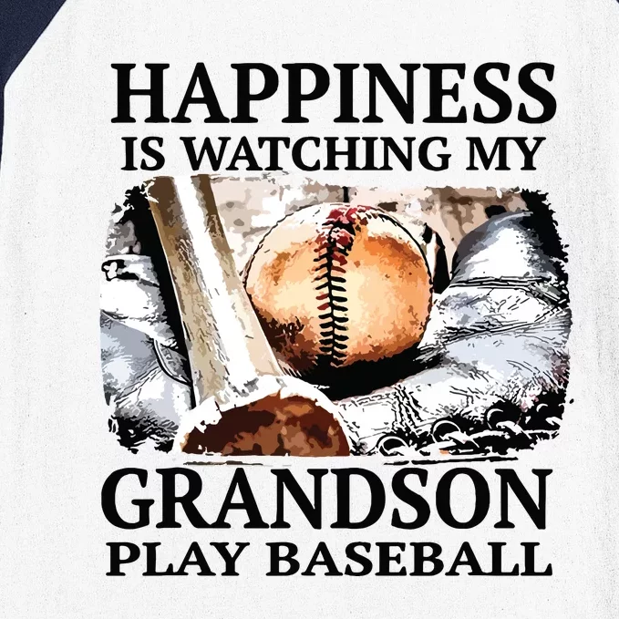 Happiness Is Watching My Grandson Play Baseball Baseball Sleeve Shirt