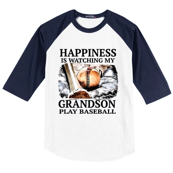 Happiness Is Watching My Grandson Play Baseball Baseball Sleeve Shirt