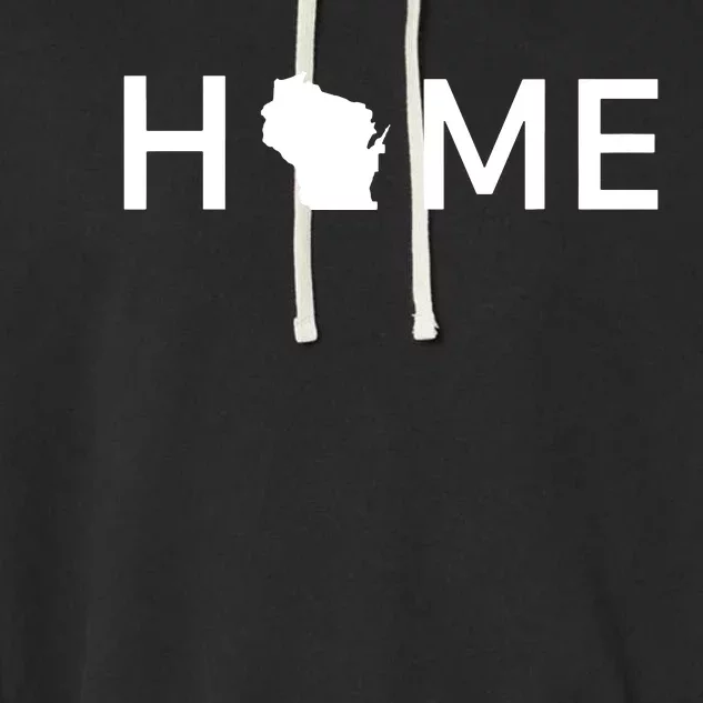 Home In Wisconsin Love Us State Outline Silhouette Garment-Dyed Fleece Hoodie