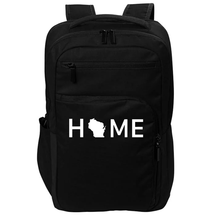 Home In Wisconsin Love Us State Outline Silhouette Impact Tech Backpack