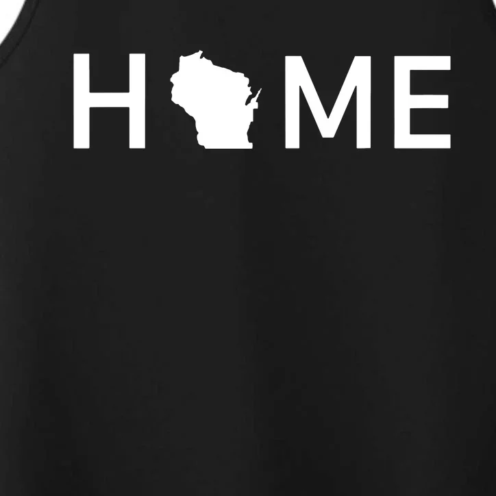 Home In Wisconsin Love Us State Outline Silhouette Performance Tank