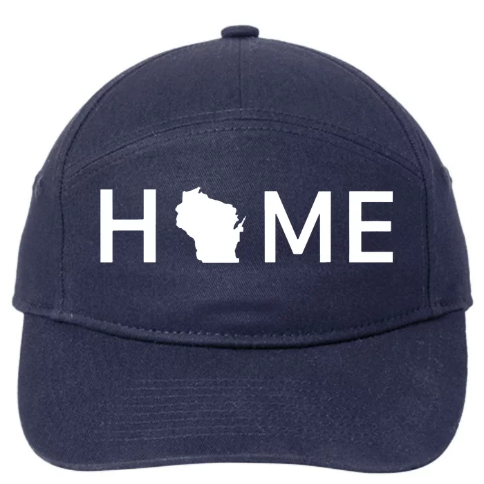 Home In Wisconsin Love Us State Outline Silhouette 7-Panel Snapback Hat