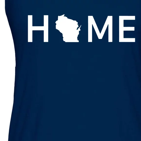 Home In Wisconsin Love Us State Outline Silhouette Ladies Essential Flowy Tank