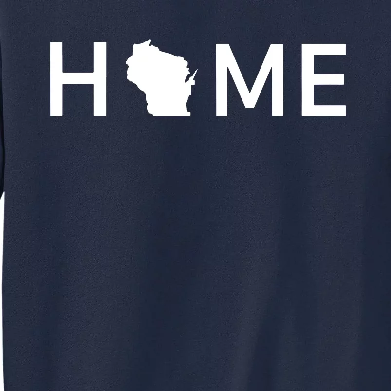 Home In Wisconsin Love Us State Outline Silhouette Tall Sweatshirt