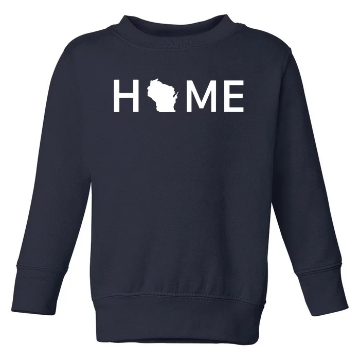 Home In Wisconsin Love Us State Outline Silhouette Toddler Sweatshirt