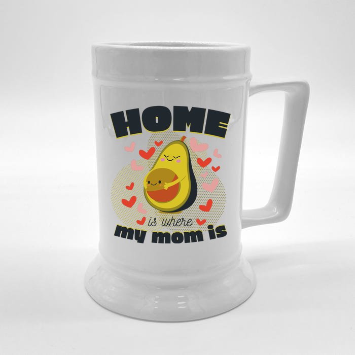 Home Is Where My Mom Is Pregnant Avocado Front & Back Beer Stein