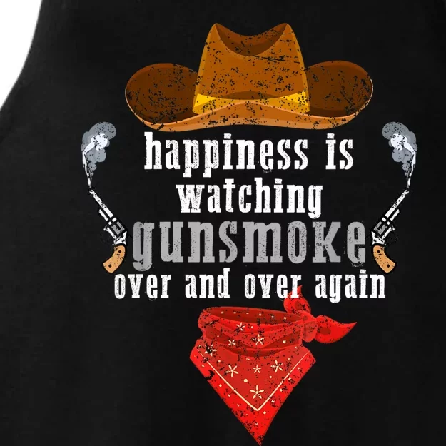 Happiness Is Watching Gunsmoke Over And Over Again Cowboys Ladies Tri-Blend Wicking Tank