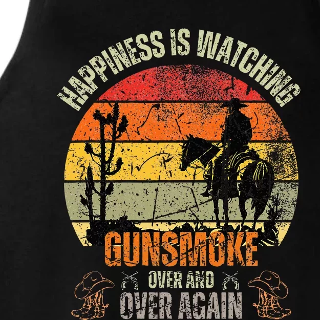 Happiness Is Watching Gunsmoke Over Ladies Tri-Blend Wicking Tank