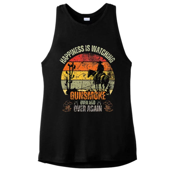 Happiness Is Watching Gunsmoke Over Ladies Tri-Blend Wicking Tank