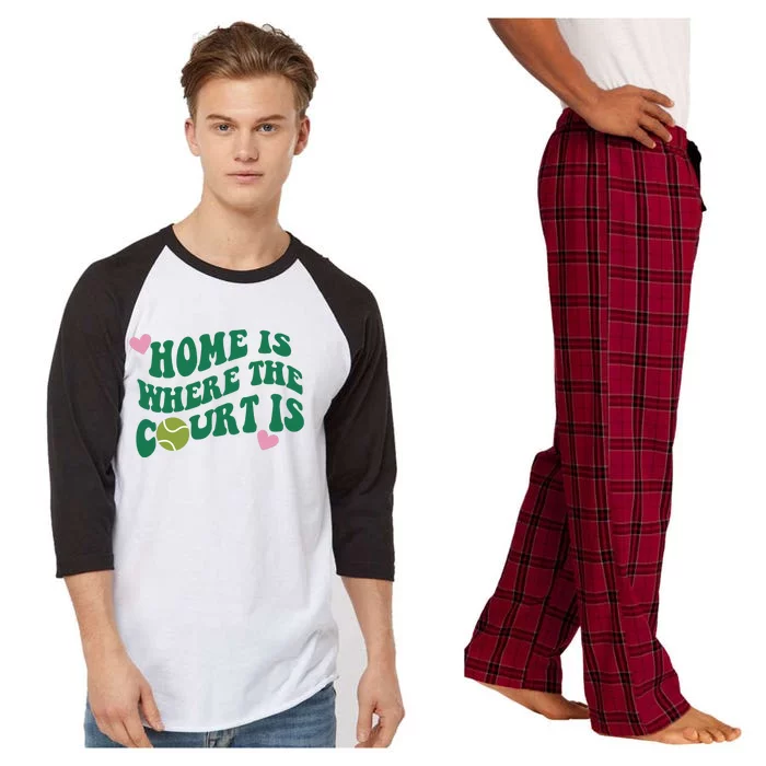 Home Is Where The Court Is Funny Golf Women Raglan Sleeve Pajama Set