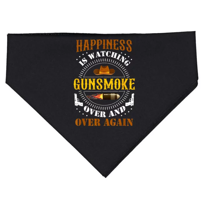 Happiness Is Watching Gunsmoke Over And Over Again Cowboys USA-Made Doggie Bandana