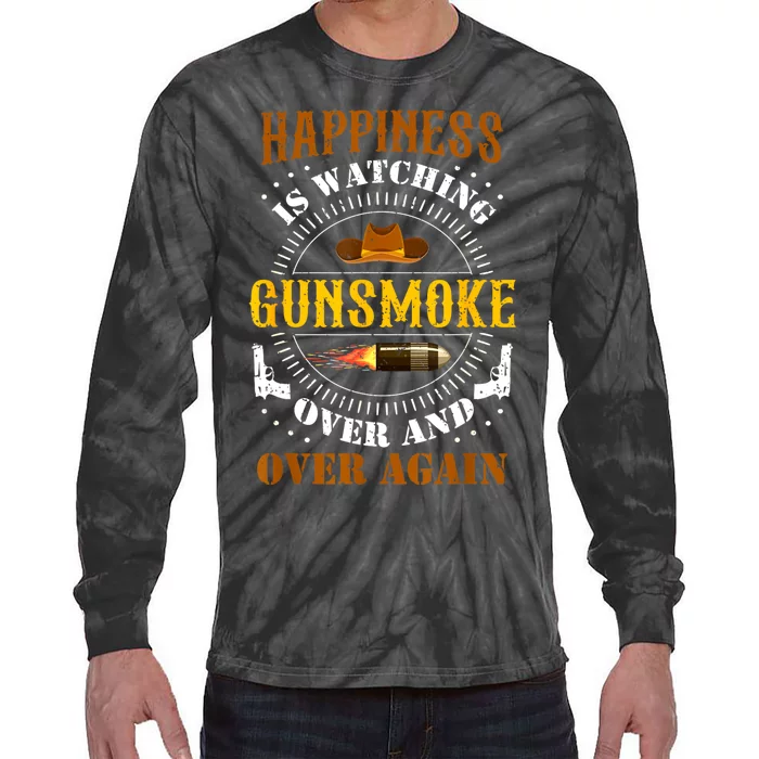 Happiness Is Watching Gunsmoke Over And Over Again Cowboys Tie-Dye Long Sleeve Shirt