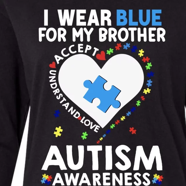 Heart I Wear Blue For My Brother Autism Awareness Month Cute Gift Womens Cotton Relaxed Long Sleeve T-Shirt