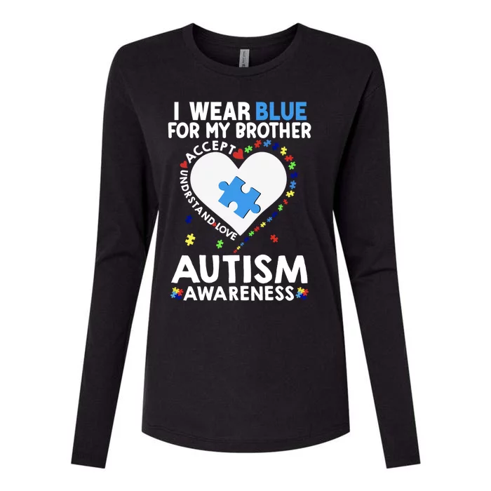 Heart I Wear Blue For My Brother Autism Awareness Month Cute Gift Womens Cotton Relaxed Long Sleeve T-Shirt