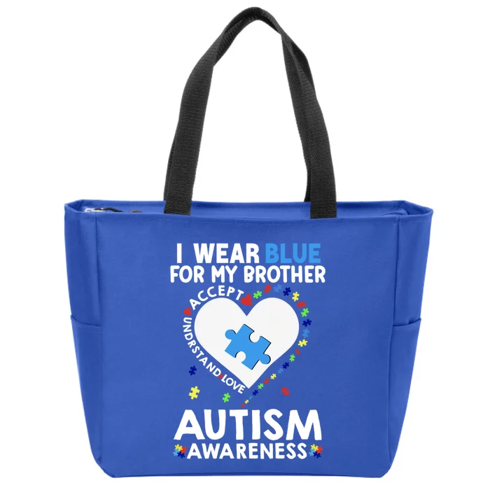 Heart I Wear Blue For My Brother Autism Awareness Month Cute Gift Zip Tote Bag