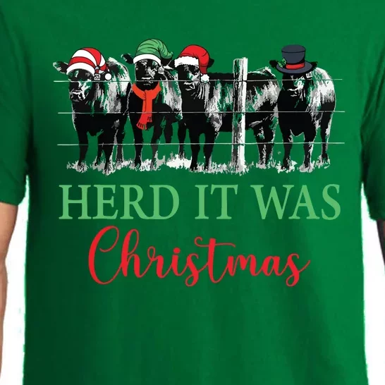 Herd It Was Christmas Cute Christmas Cow Heifer Lover Farmer Pajama Set